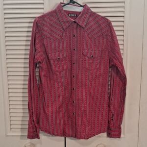 CRUEL DENIM/CRUEL GIRL WESTERN WEAR, Y2K, SNAP BUTTON DOWN, RED/PINK/BLUE LG/XL